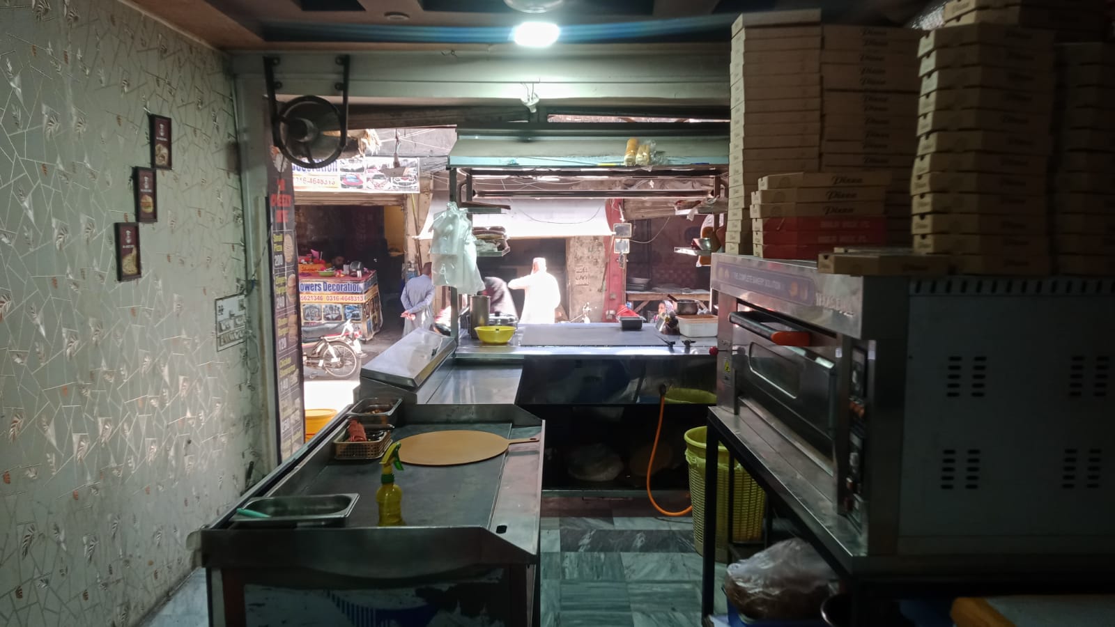 Kitchen looking out to the bazaar