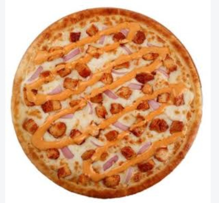 Cheese pizza with sauce drizzle